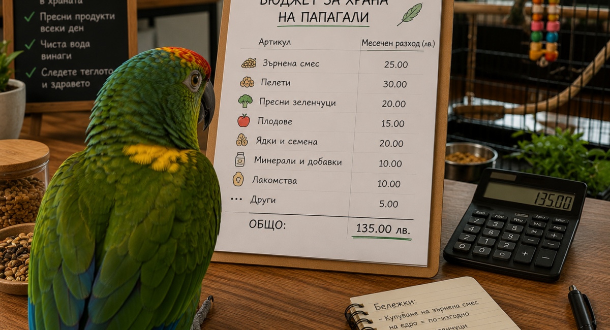 Бюджет за храна на папагали: какво да очаквате