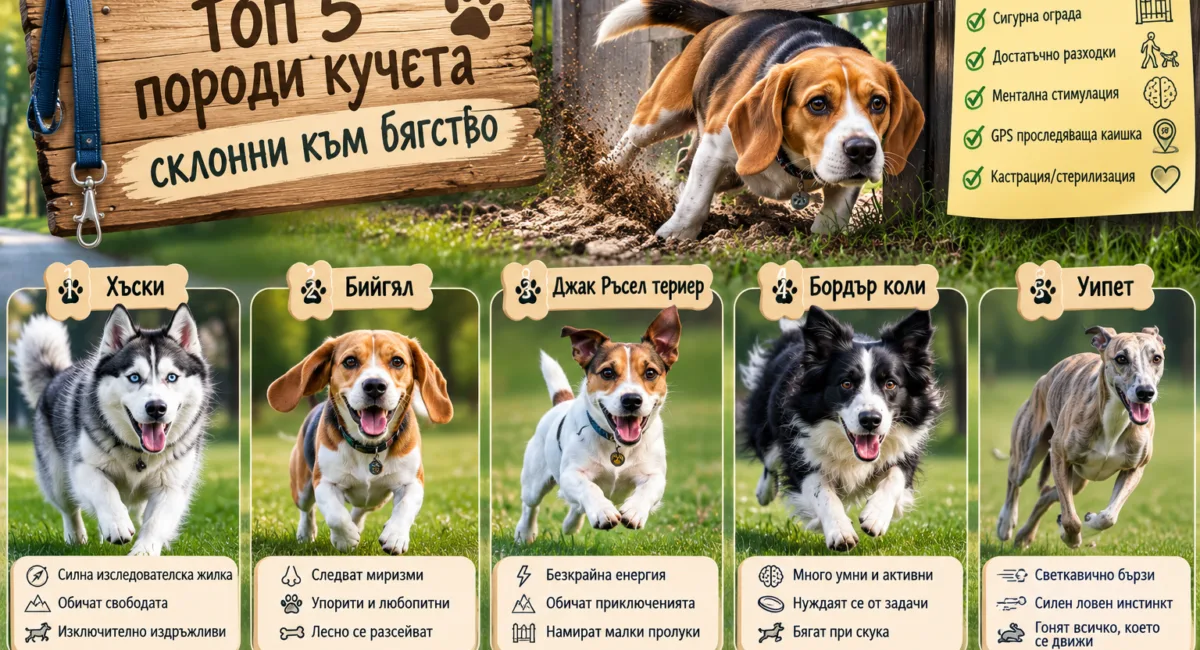 Топ 5 породи кучета склонни към бягство