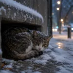 бездомна котка през зимата